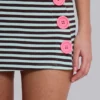 Misty Stripe Button Backless Mini Dress