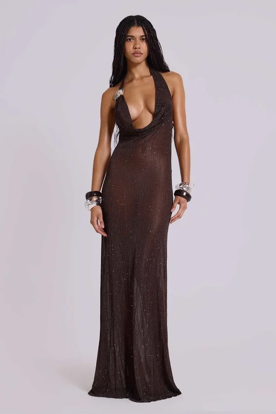 Moara Knit Plunge Maxi Dress