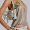 Morgana Metallic Sequin Chiffon Top