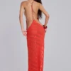 Noir Knit Maxi Dress in Coral