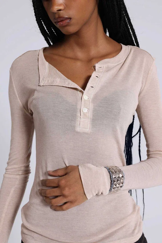 Oatmeal Haze Henley Top