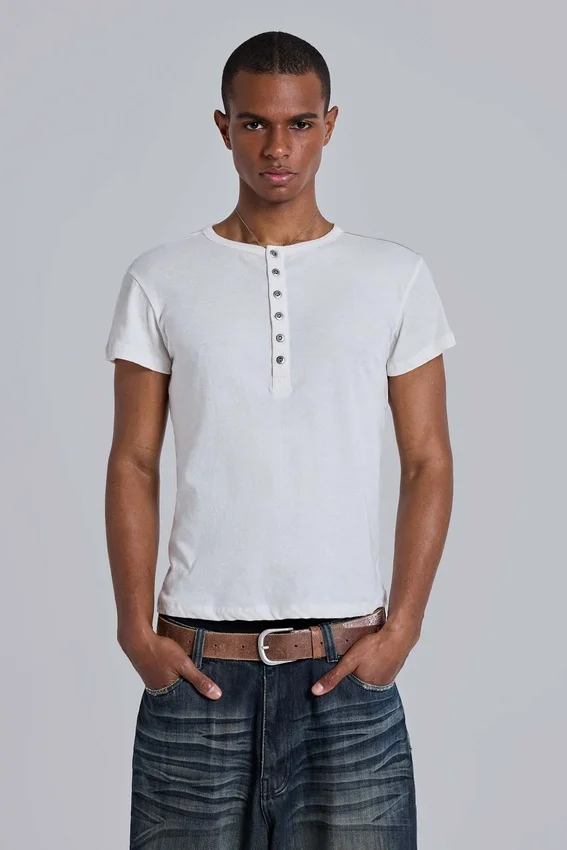 Off White Haze Henley T-Shirt