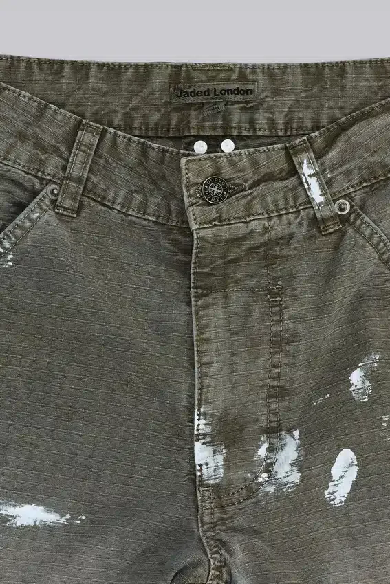Painted Khaki Ripstop Carpenter Jeans