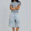 Pinstripe Double Knee Carpenter Jorts