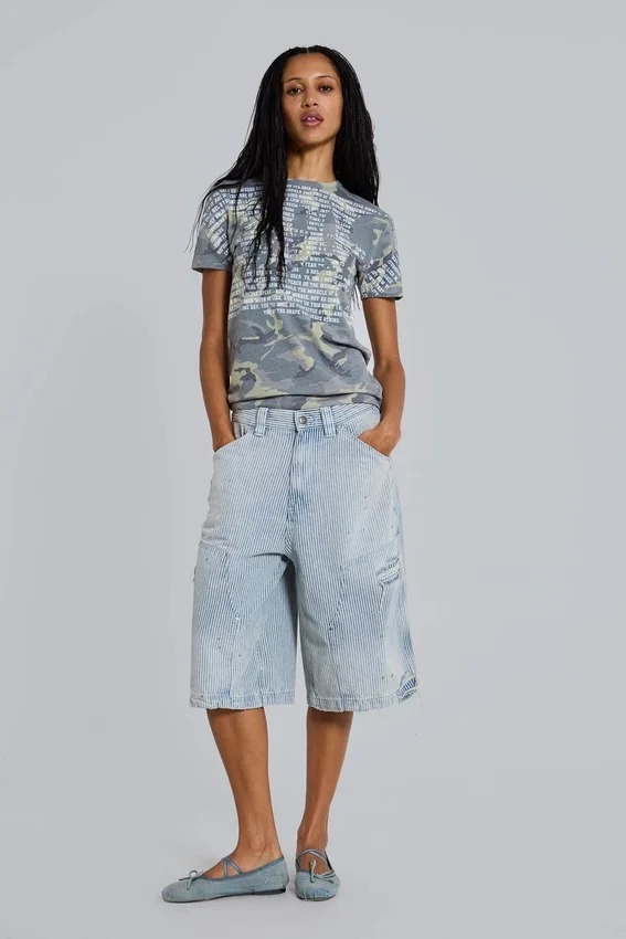 Pinstripe Double Knee Carpenter Jorts