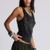 Ramona Burnout Vest Top in Black