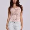 Ramona Burnout Vest Top in Pink