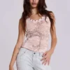 Ramona Burnout Vest Top in Pink