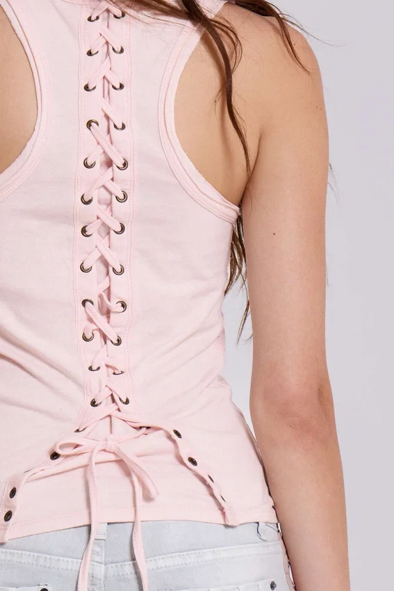 Ramona Burnout Vest Top in Pink