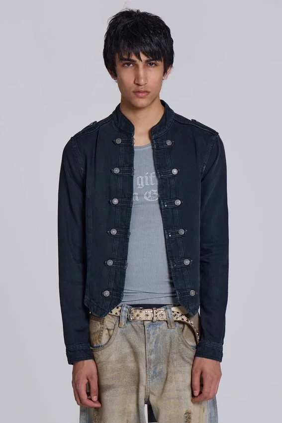 Rebel Military Jacket in Washed Black