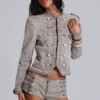 Rebel Military Mini Shorts in Clay