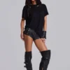 Rebel Military PU Leather Mini Shorts