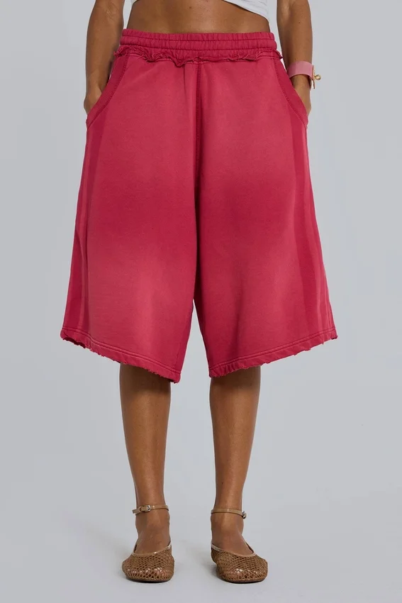 Red Sport Stripe Monster Jogger Shorts