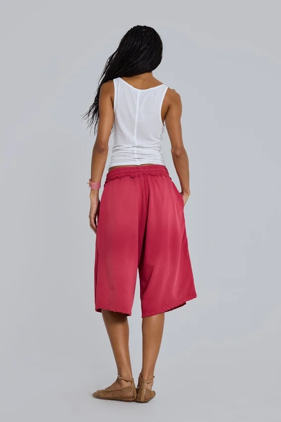 Red Sport Stripe Monster Jogger Shorts