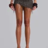 Rosario Beaded Fringe Asymmetric Mini Skirt