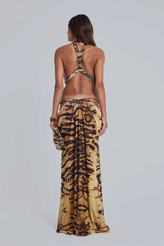 Saffra Cut Out Maxi Dress in Tiger