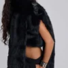 Saskia 2-in-1 Faux Fur Shrug in Black