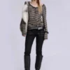Sheer Henley Top In Stripe