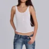 Sheer Henley Vest in White