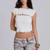 Solira Button Cut Out Top