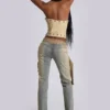 Strap Up Stonewash Jeans