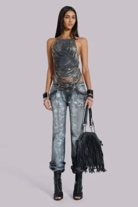Strings Attached Backless Top in Chainmail