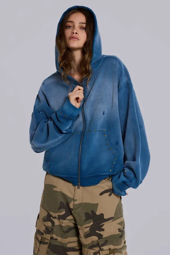 Sunfade Waffle Studded Hoodie