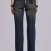 Tori Distressed Lace Low Rise Bootcut Jeans