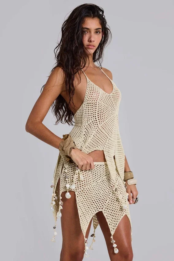 Ursule Crochet Mini Skirt with Real Shells