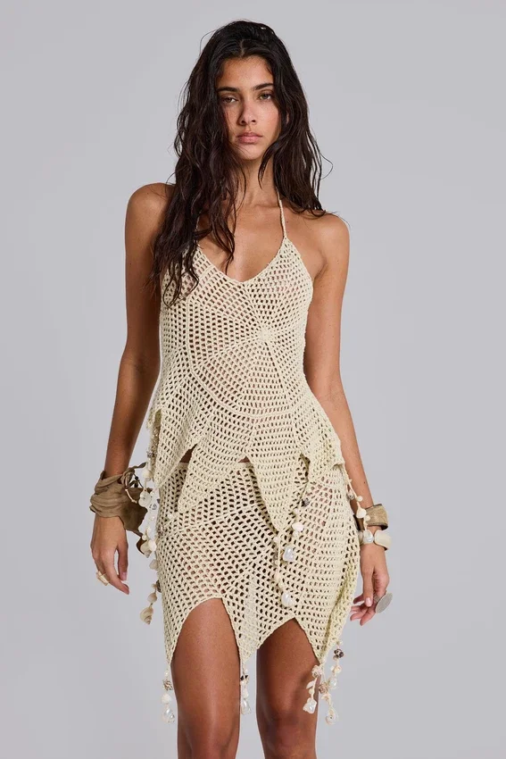 Ursule Crochet Mini Skirt with Real Shells