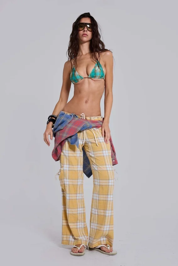 Vellora Low Rise Check Trousers