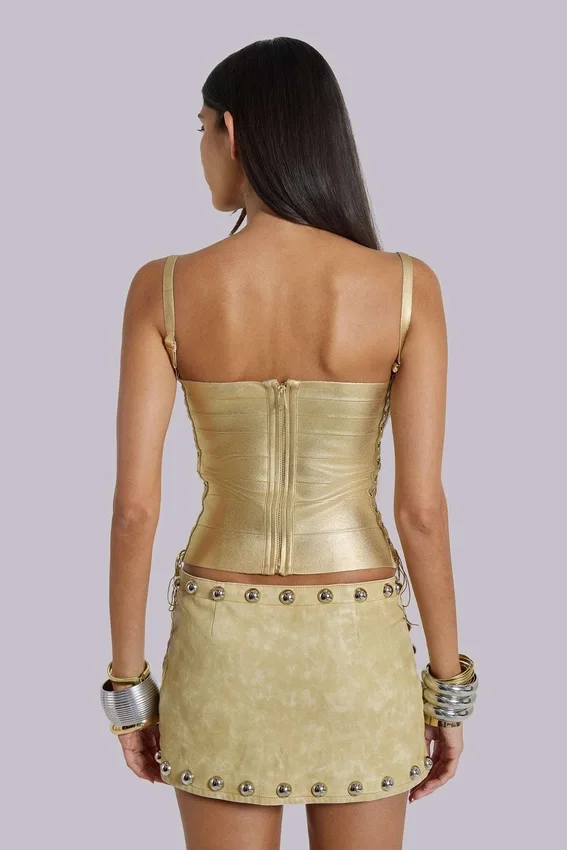Vinta PU Leather Studded Mini Skirt