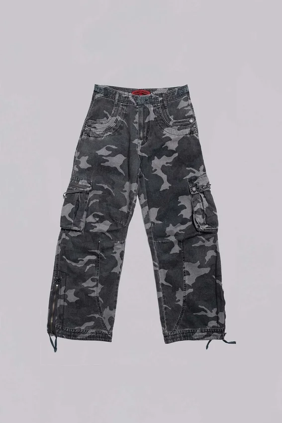 Washed Black Trooper Camo Cargo Pant