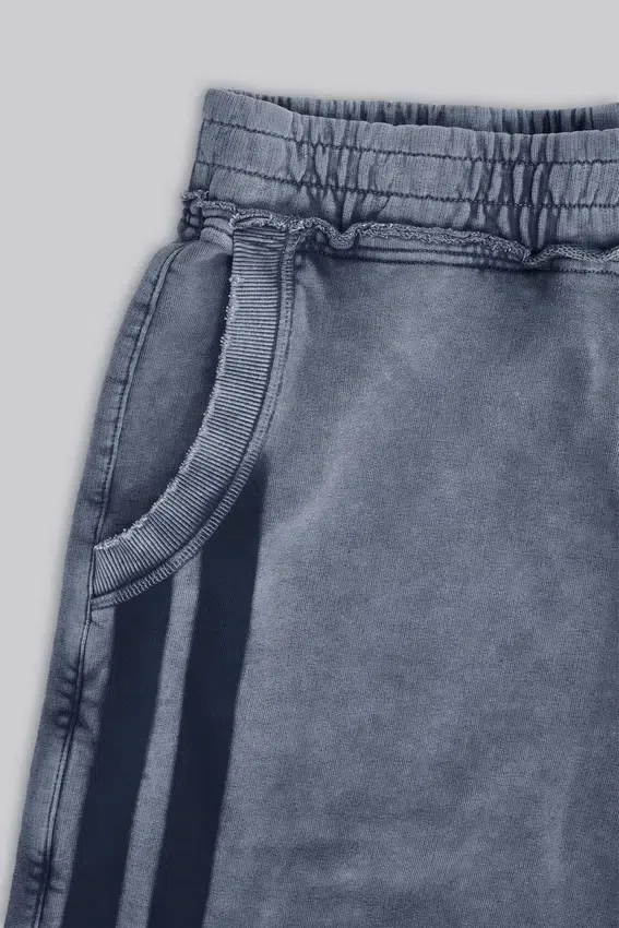 Washed Grey Sporty Stripe Monster Jogger Shorts