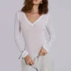 White Mist V Neck Top