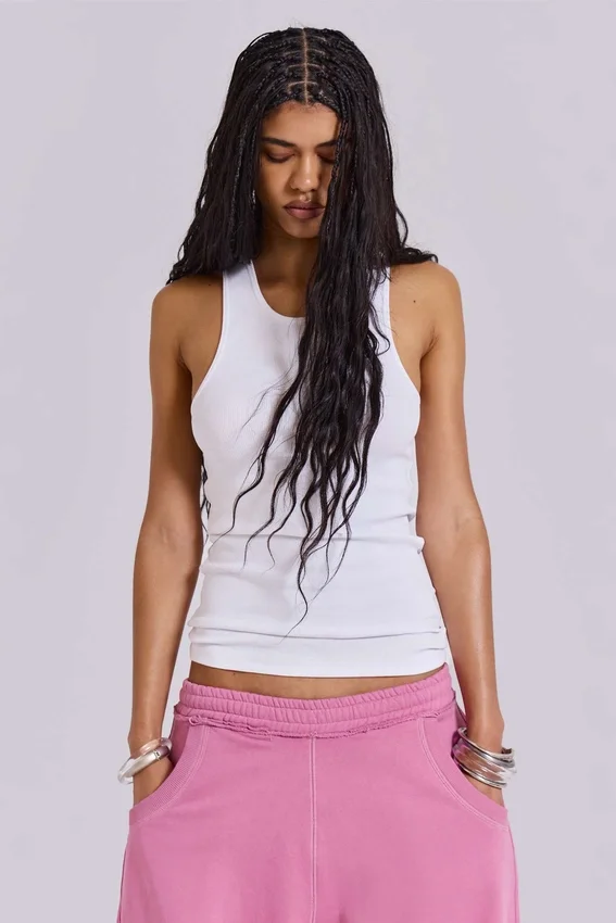 White Rib Longline Vest