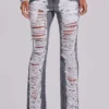 Zain Shredded Bootcut Jeans in Grey
