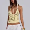 Zelya Beaded Crochet Halter Top